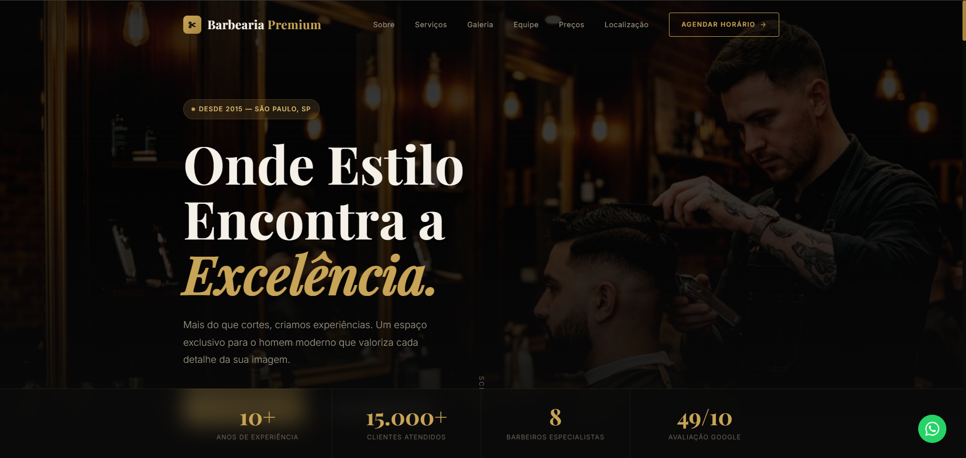 Preview do site Barbearia Premium