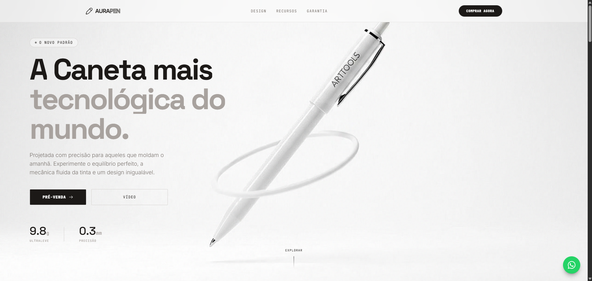 Preview do site AuraPen